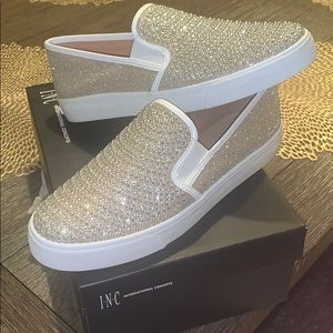 INC shimmer gold woman flat
